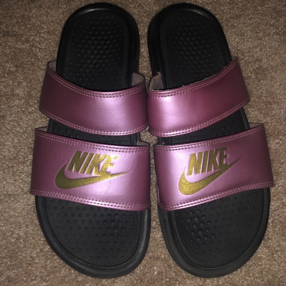 Nike Shoes - Pink and Gold Nike Sandals